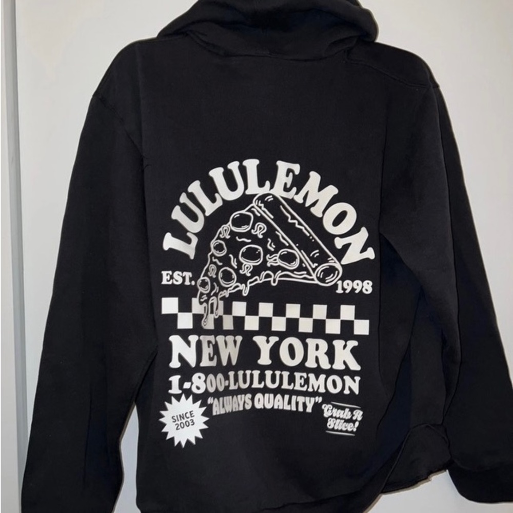 Lululemon Black Hoodie with Pizza Graphic